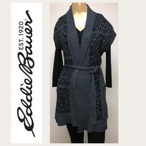 Tie Front Long Sleeveless Cardigan Sweater